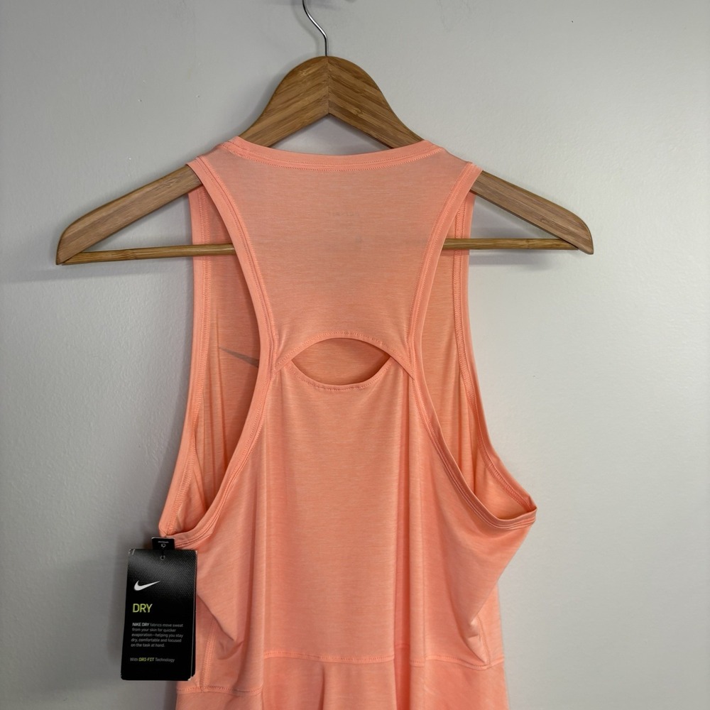 Nike Womens Tennis Dress Medium Salmon Pink Sleeveless Advantage Slim Semi Sheer - Picture 11 of 13